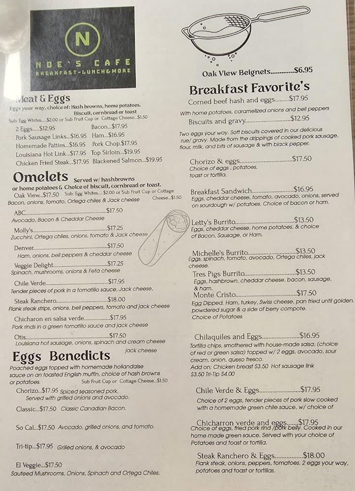 Noe's Cafe Menu image 1