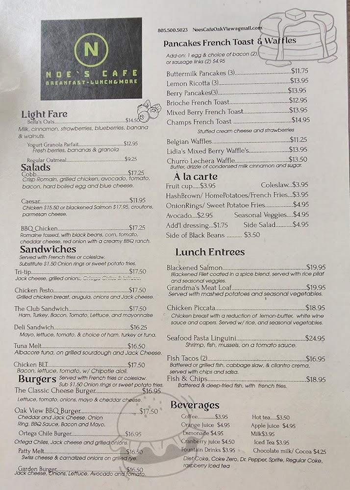 Noe's Cafe Menu image 2